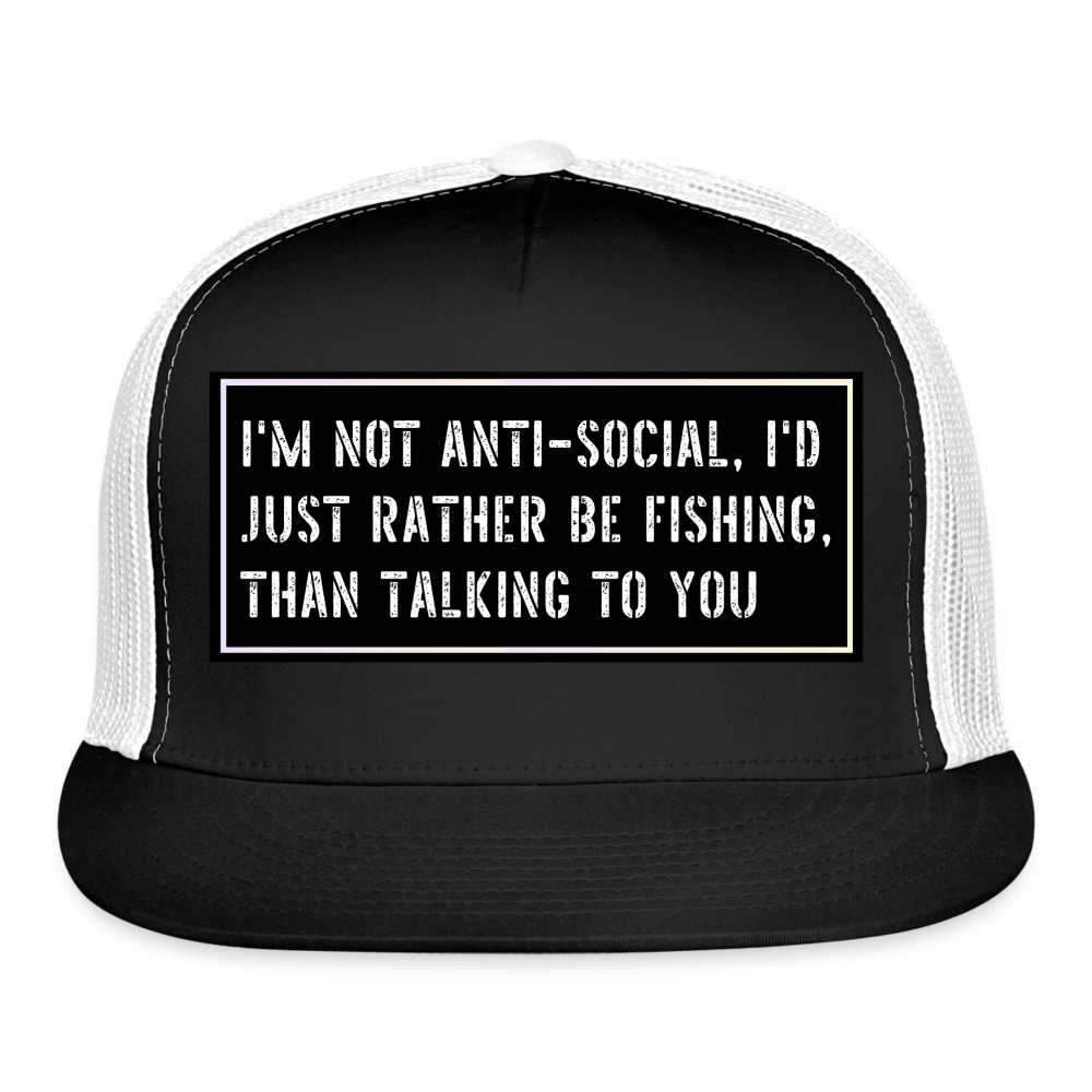 Fishing Trucker Hat Funny - black/white