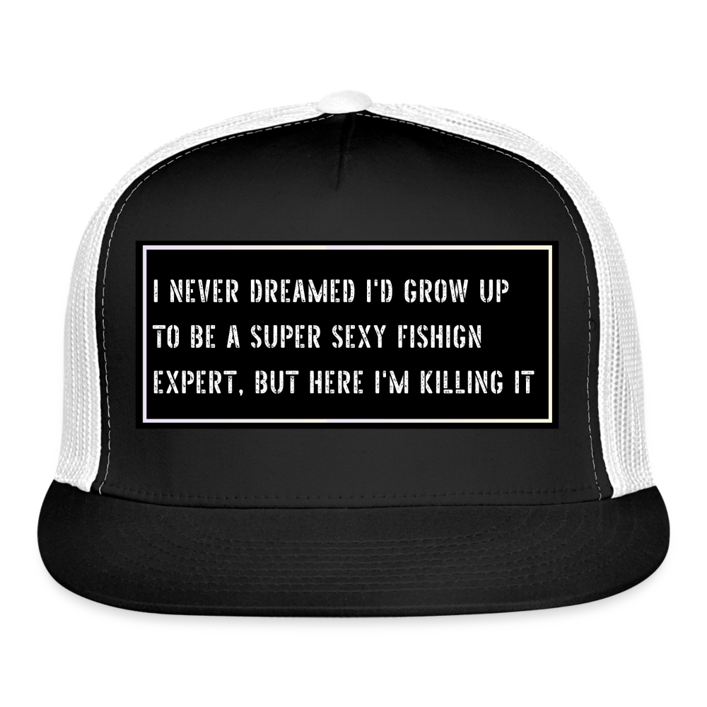 Fishing Trucker Hat Funny - black/white