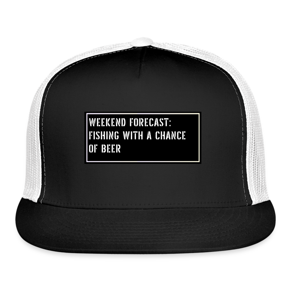 Funny Fish Hat - Weekend forecast: Fishing with a chance of beer - black/white