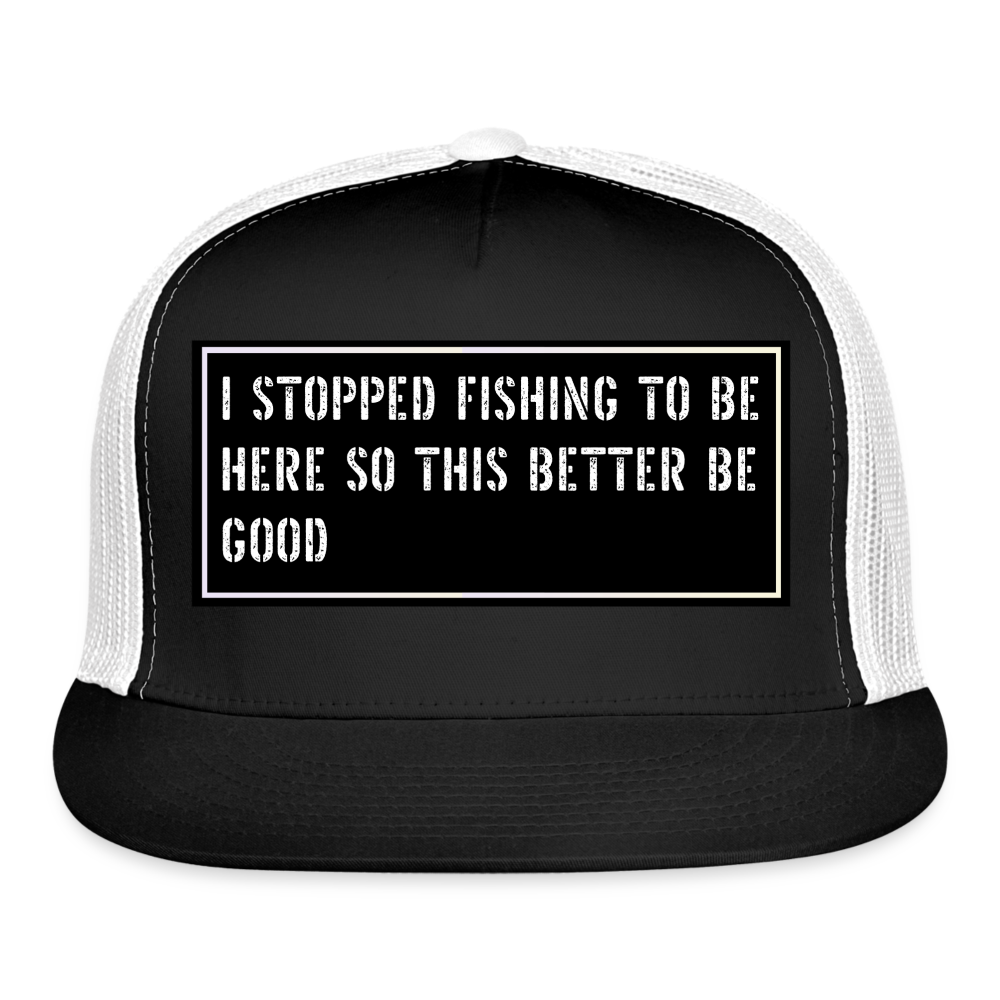 Funny Fishing Trucker Hat - black/white