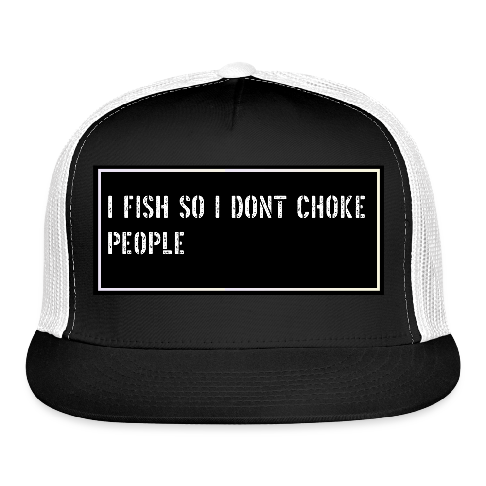 Funny Fishing Trucker Cap - black/white