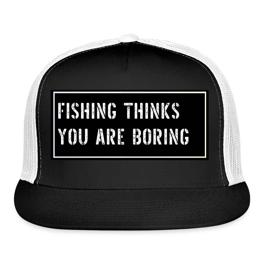Funny Fishing Trucker Cap - black/white