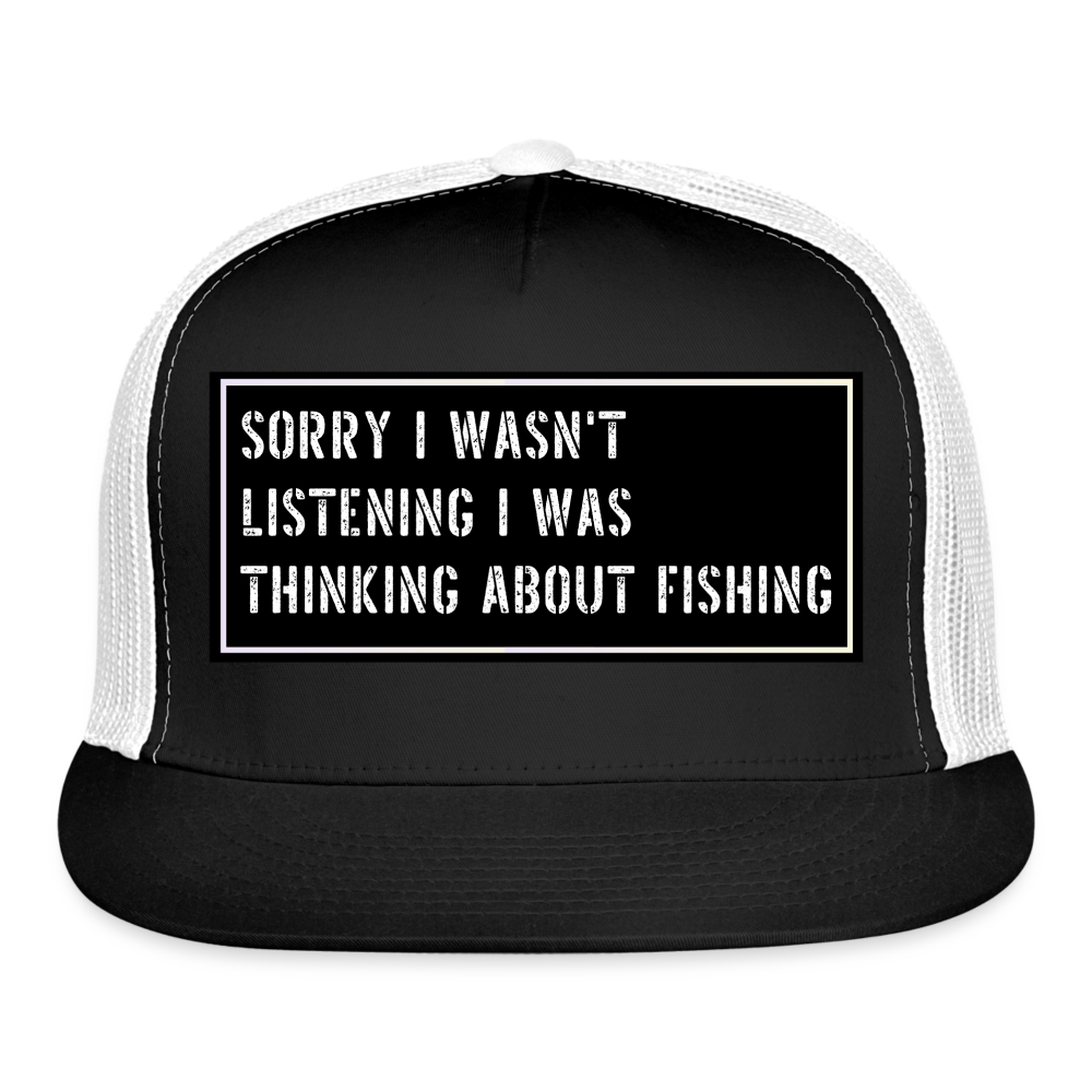 Funny Fishing Trucker Cap - black/white