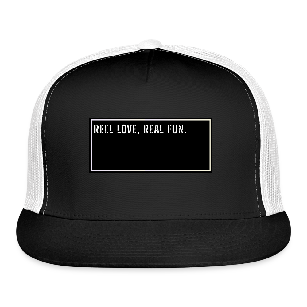 Funny Fishing Trucker Cap - Reel love, real fun. - black/white