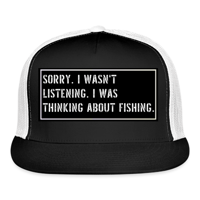 Fishing Trucker Hat Funny - black/white
