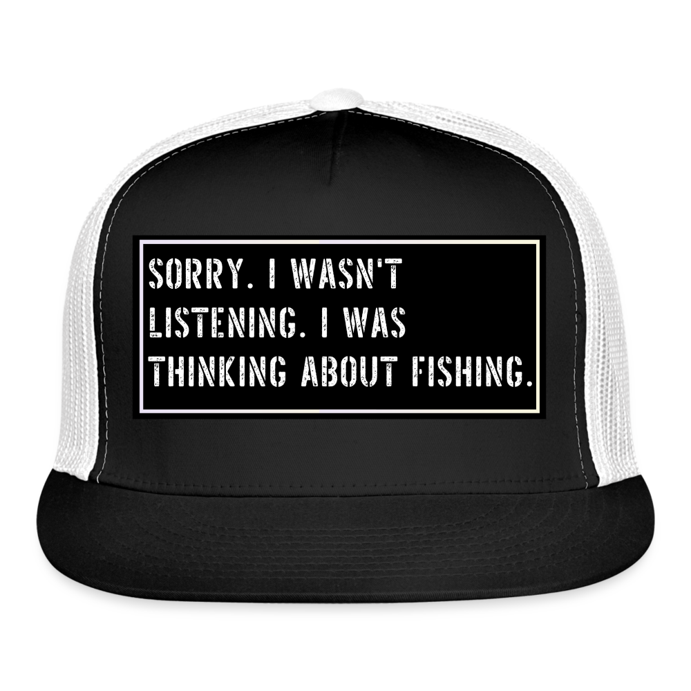 Fishing Trucker Hat Funny - black/white