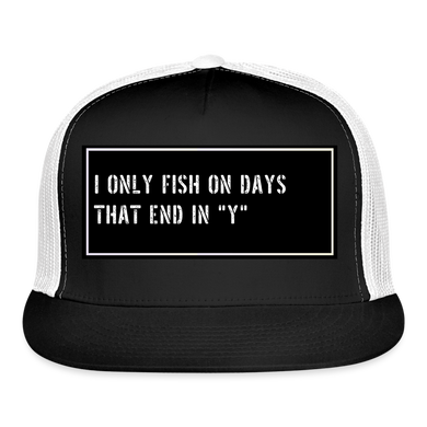 Funny Fishing Trucker Hat - black/white