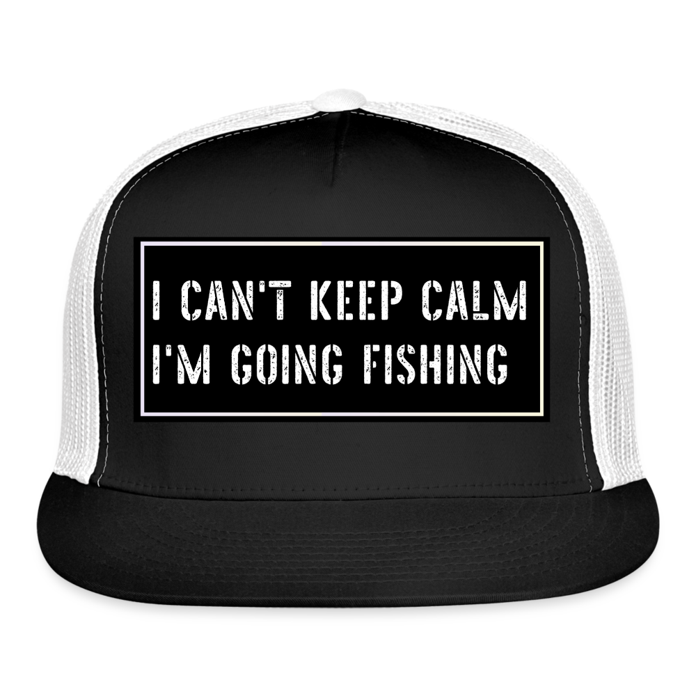 Funny Fishing Trucker Hat - black/white