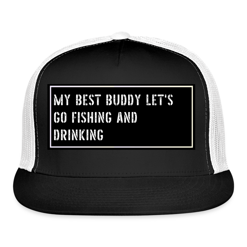 Funny Fishing Trucker Cap - black/white