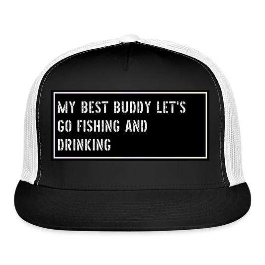 Funny Fishing Trucker Cap - black/white