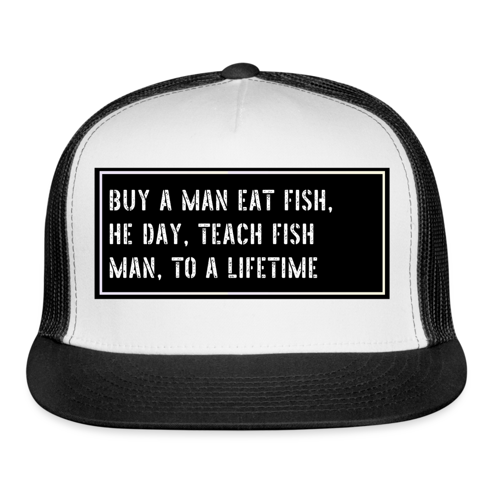 Fish Hat Funny - white/black