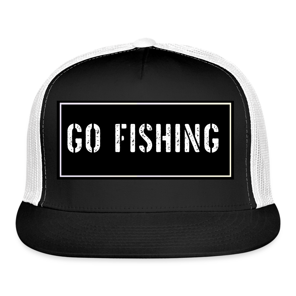 Funny Fishing Trucker Hat - black/white