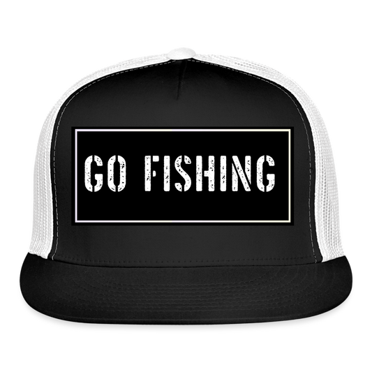 Funny Fishing Trucker Hat - black/white