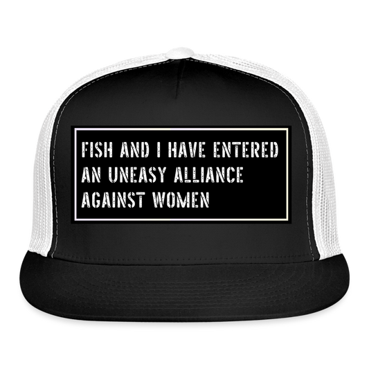 Fishing Trucker Hat Funny - black/white