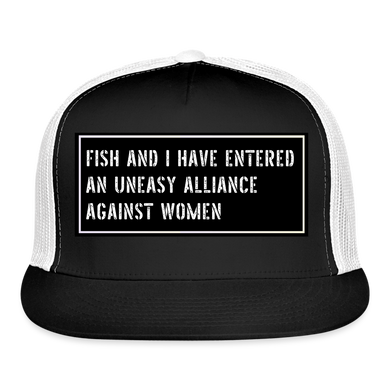 Fishing Trucker Hat Funny - black/white