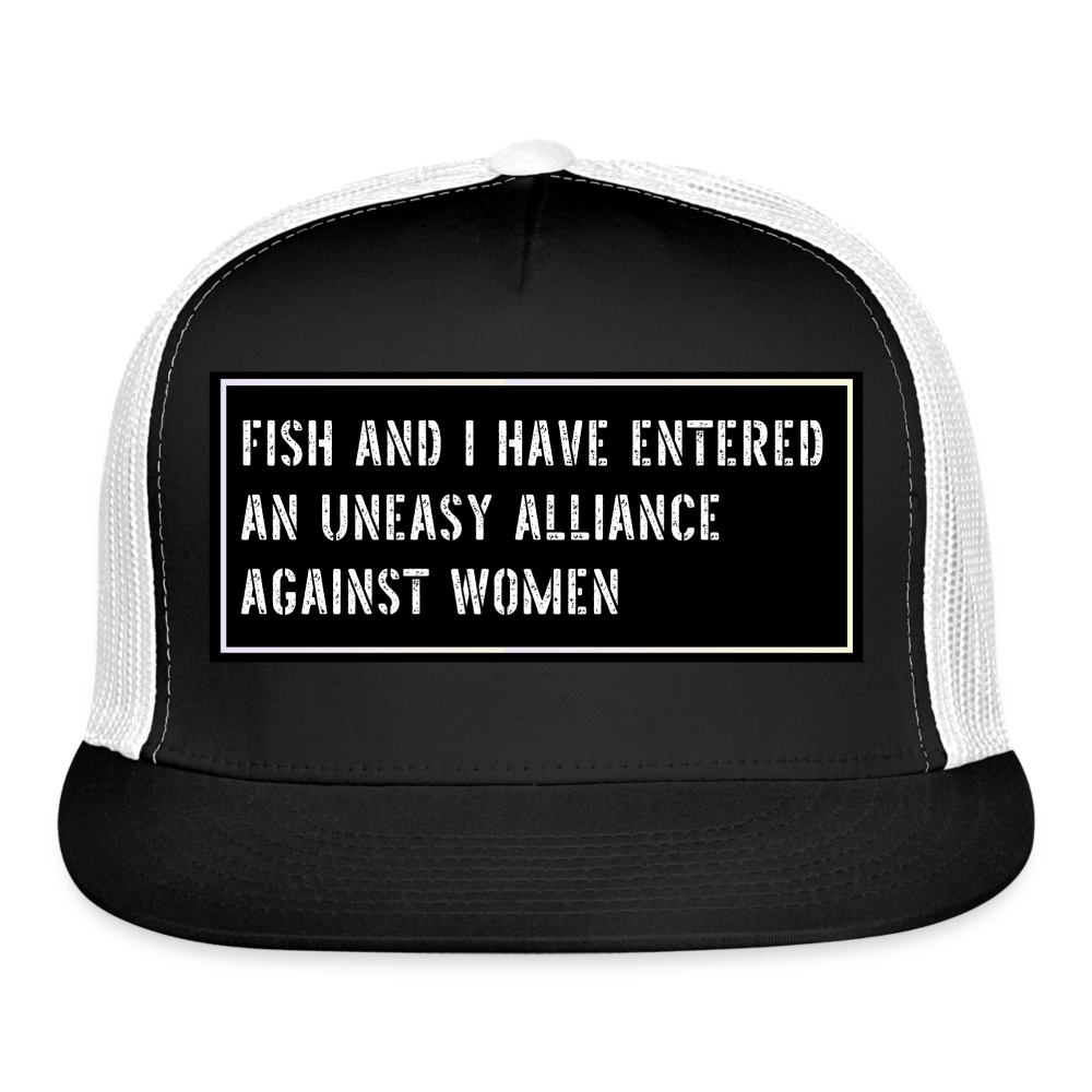 Fishing Trucker Hat Funny - black/white