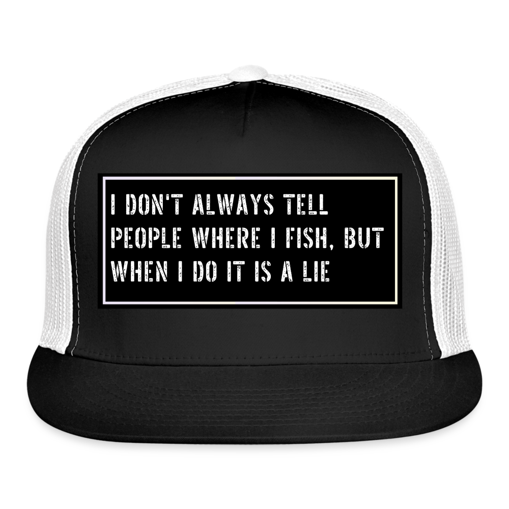 Fishing Trucker Hat Funny - black/white