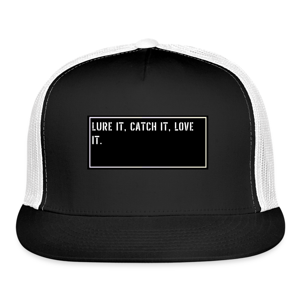 Funny Fisherman Hat - Lure it, catch it, love it. - black/white