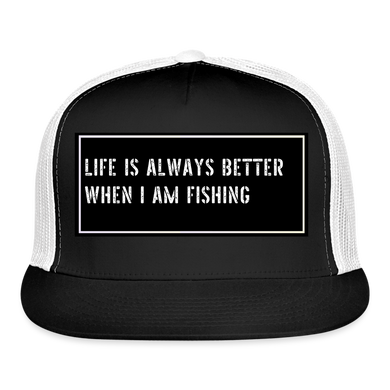 Funny Fishing Trucker Cap - black/white