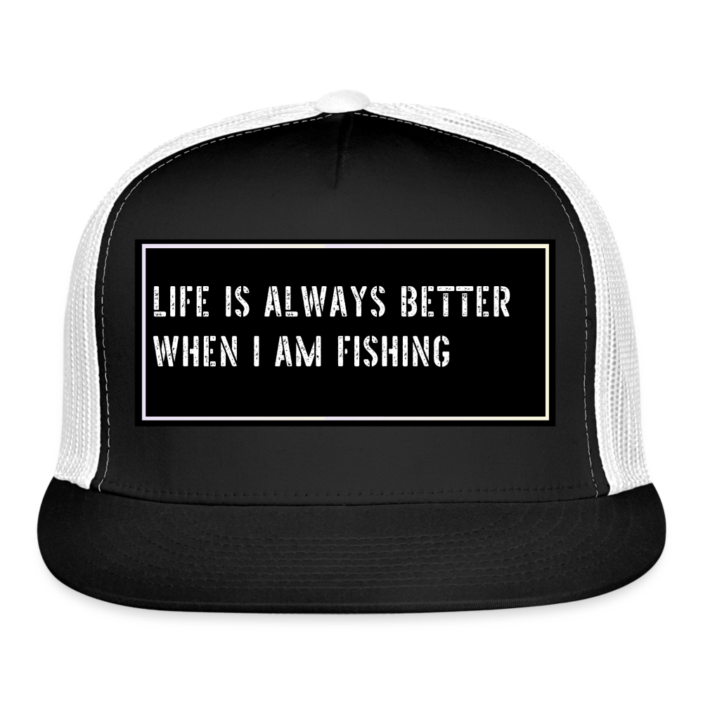 Funny Fishing Trucker Cap - black/white