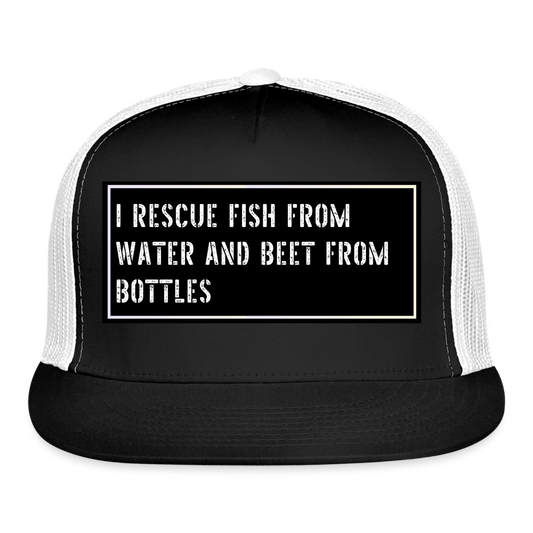 Fish Hat Funny - black/white