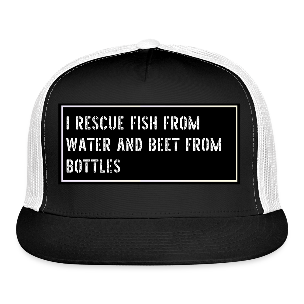 Fish Hat Funny - black/white