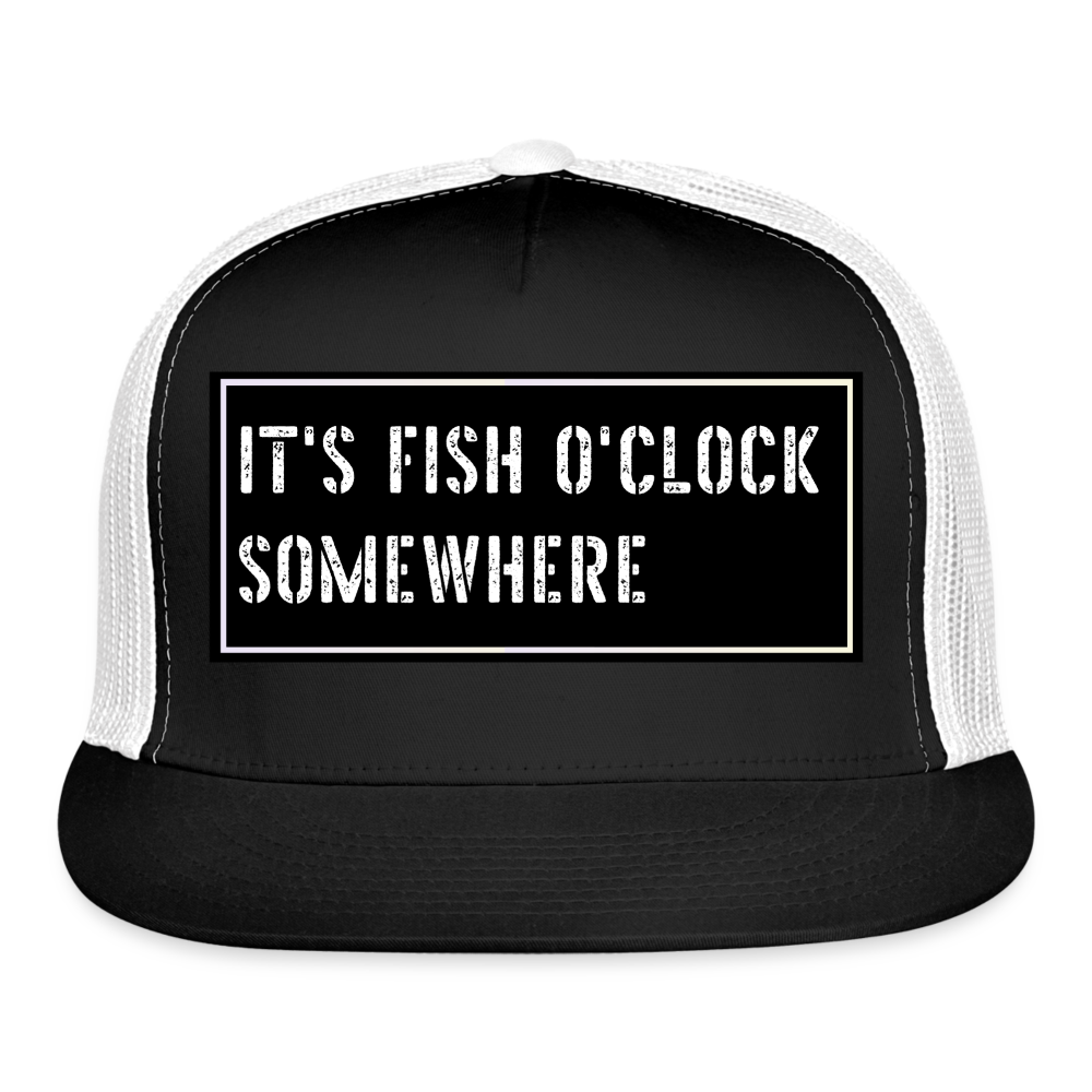 Fishing Trucker Hat Funny - black/white