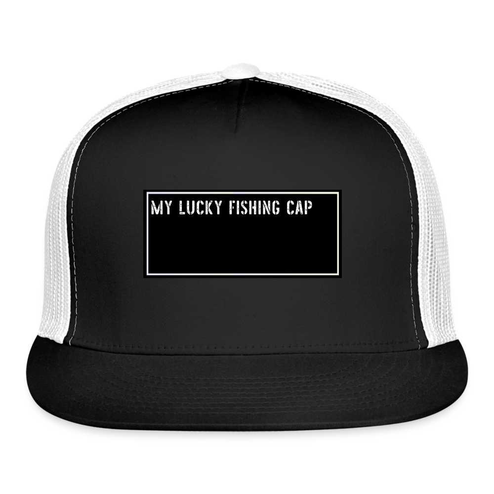 Funny Fish Hat  - My Lucky Fishing Cap - black/white