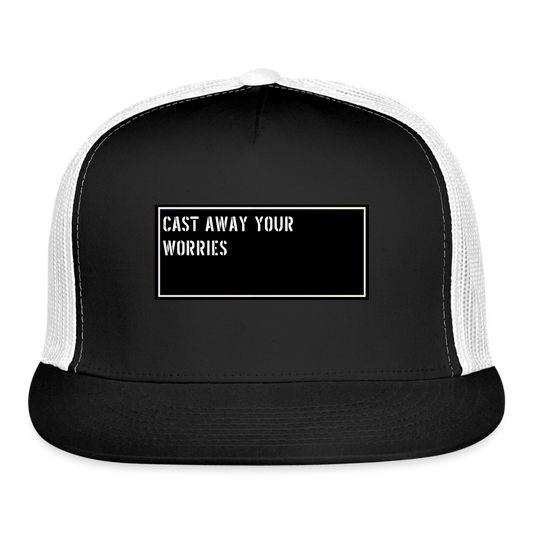 Funny Fisherman Hat - Cast away your worries - black/white