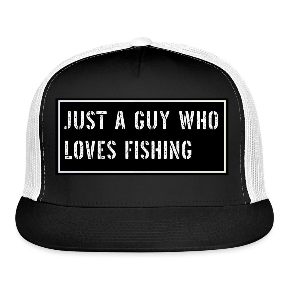 Funny Fishing Trucker Hat - black/white