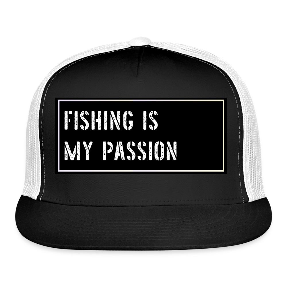 Funny Fishing Trucker Hat - black/white