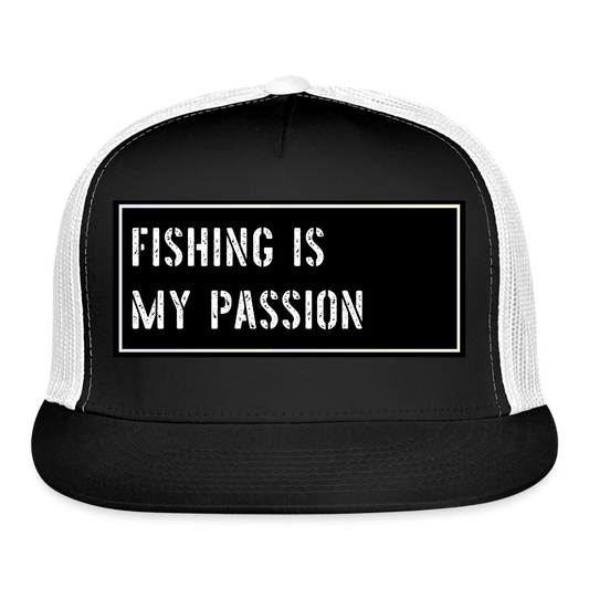Funny Fishing Trucker Hat - black/white