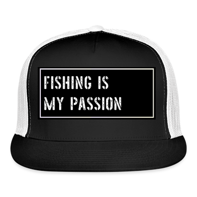 Funny Fishing Trucker Hat - black/white