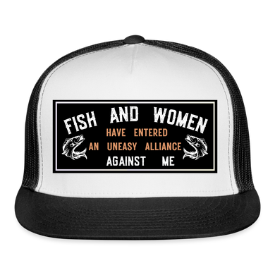 Funny Fishing Hat - white/black