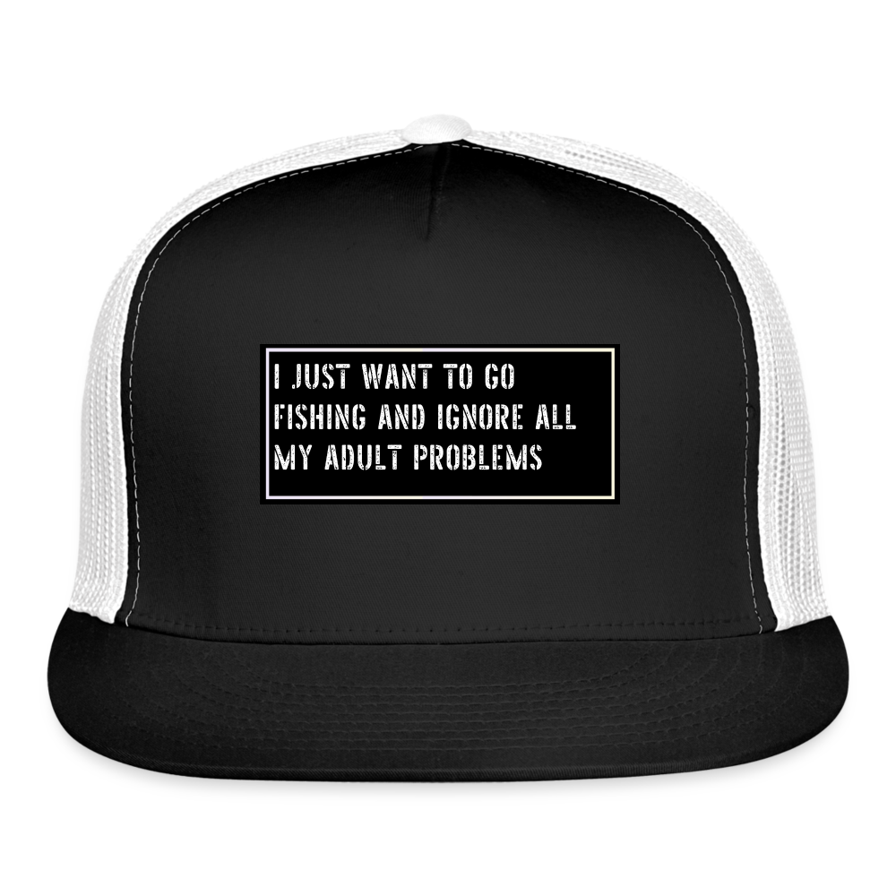Fishing Trucker Hat Funny - black/white