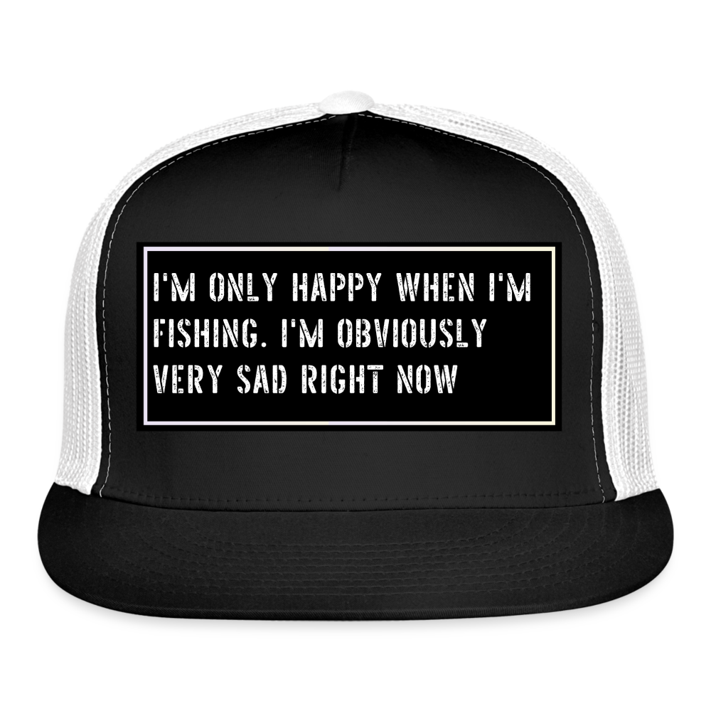 Fish Hat Funny - black/white
