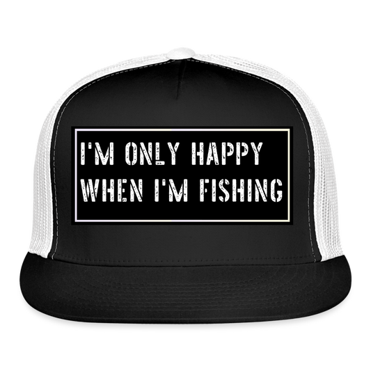 Funny Fishing Trucker Cap - black/white