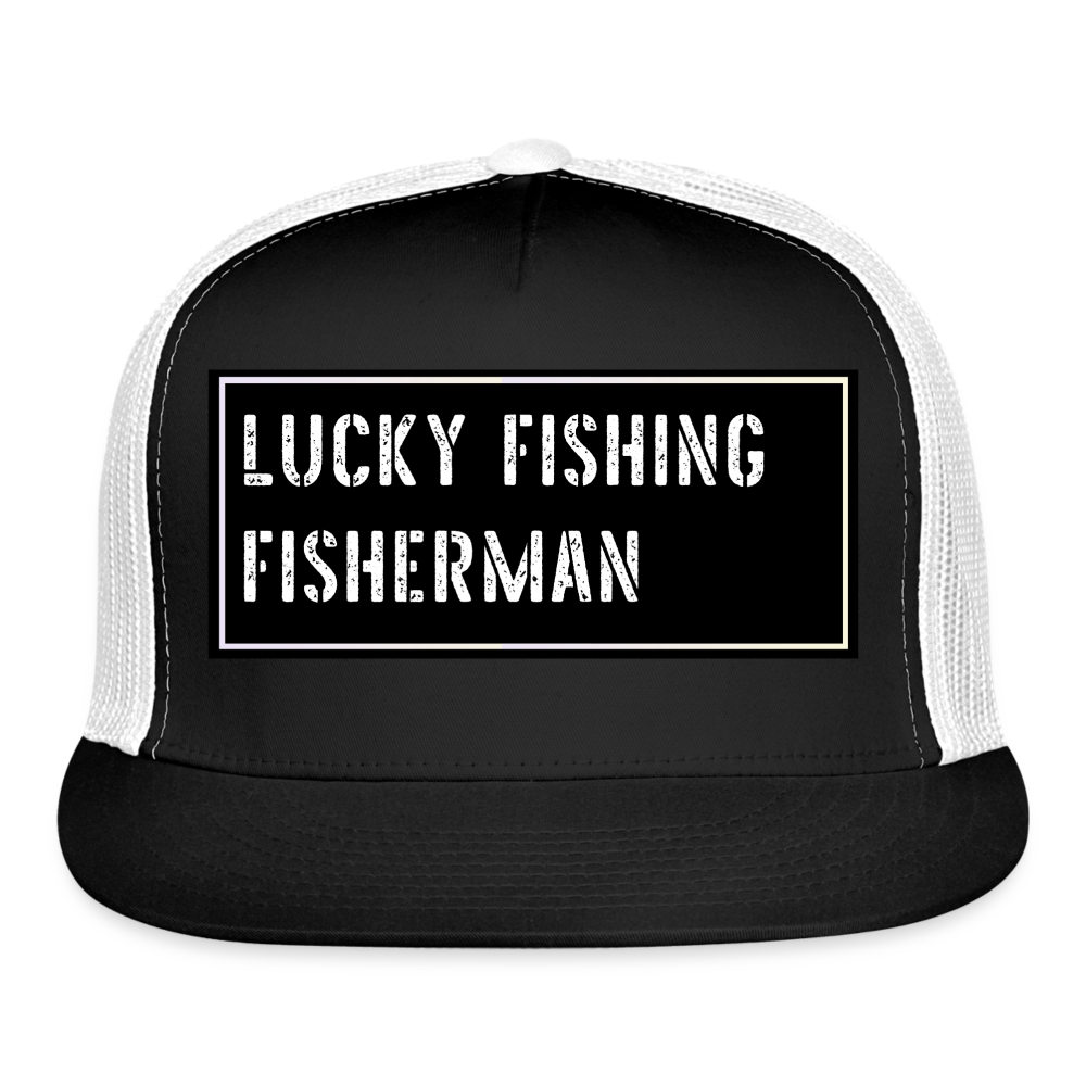 Fishing Trucker Hat Funny - black/white