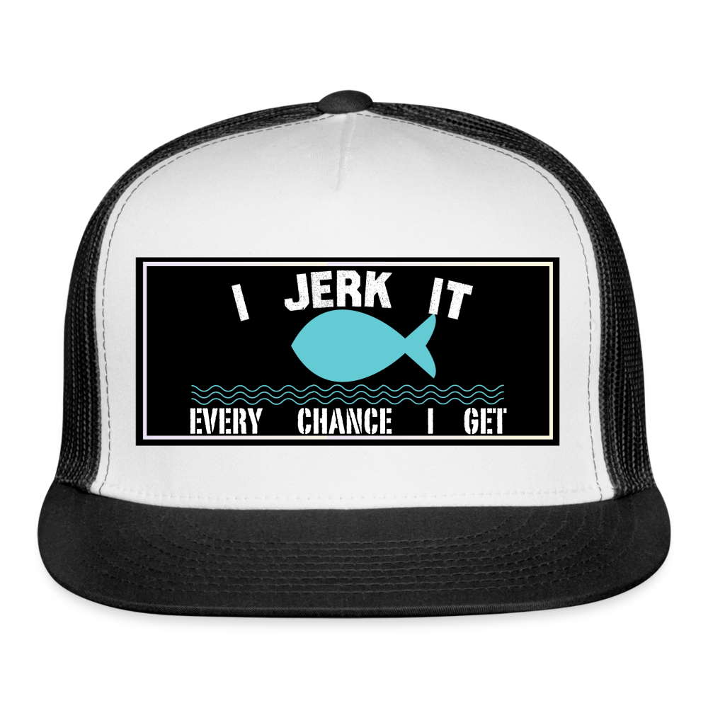 Funny Fishing Hat - white/black