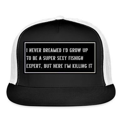 Fishing Trucker Hat Funny - black/white