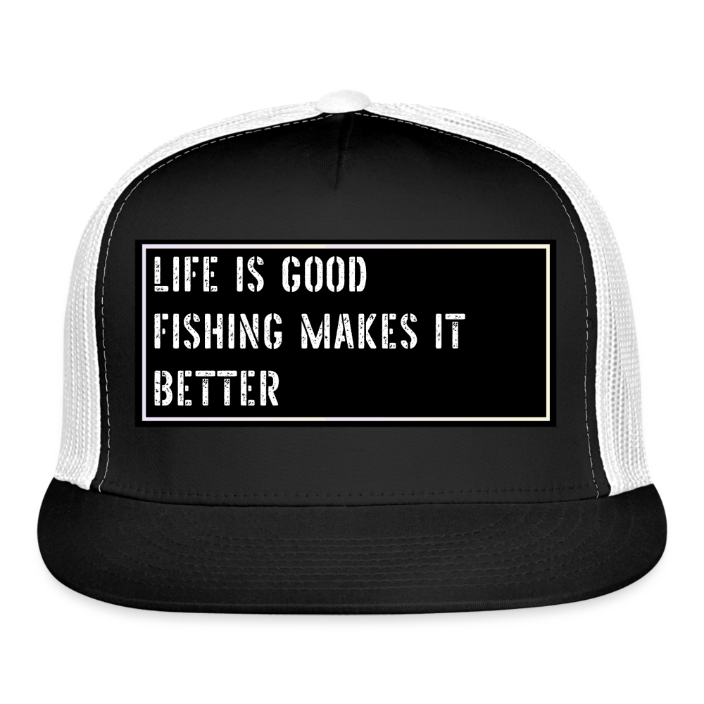 Funny Fishing Trucker Cap - black/white