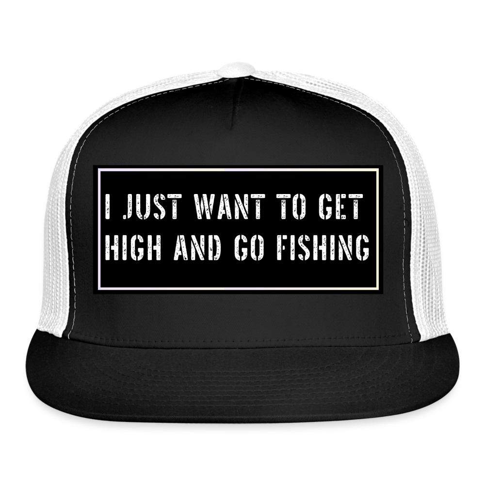 Funny Fishing Trucker Cap - black/white