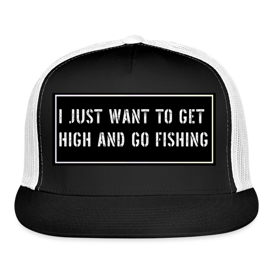 Funny Fishing Trucker Cap - black/white