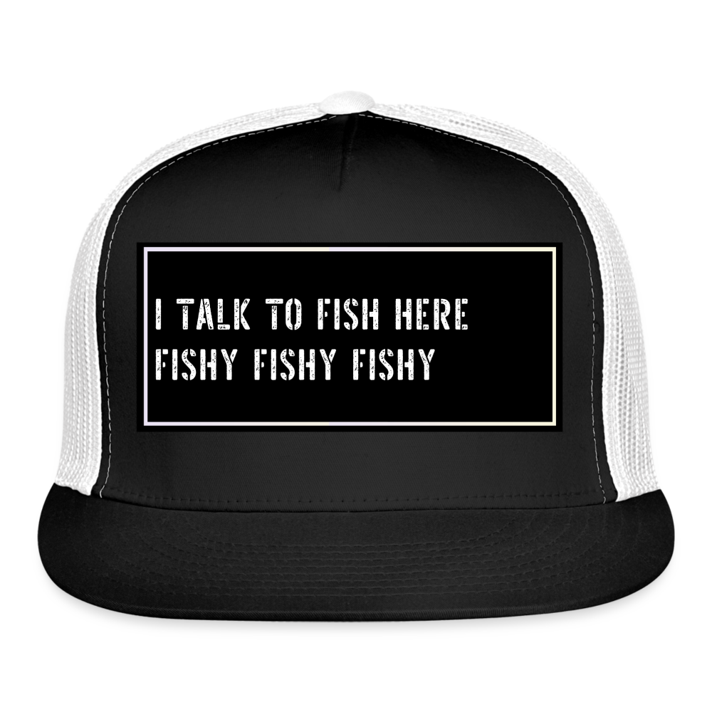 Funny Fishing Trucker Cap - black/white