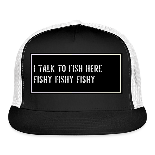 Funny Fishing Trucker Cap - black/white