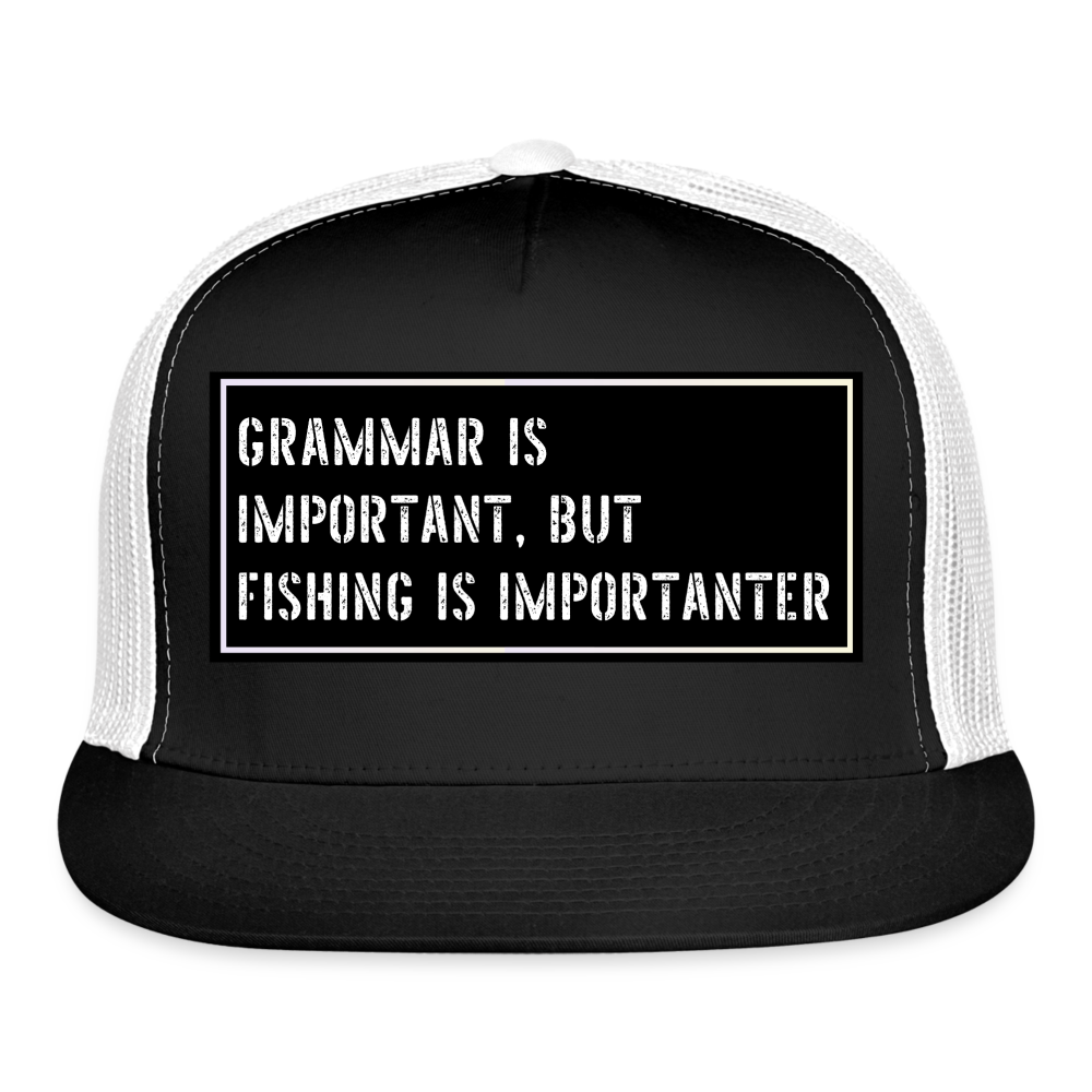 Fishing Trucker Hat Funny - black/white