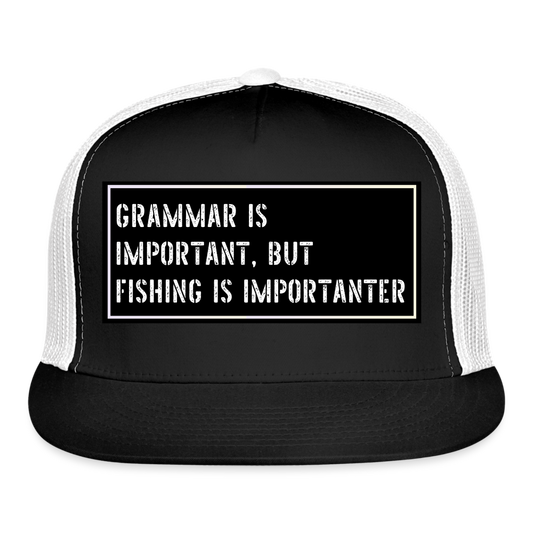 Fishing Trucker Hat Funny - black/white