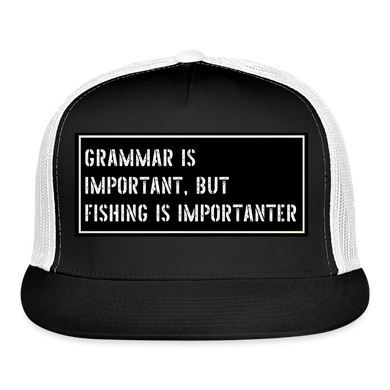 Fishing Trucker Hat Funny - black/white