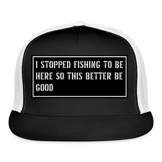 Funny Fishing Trucker Hat - black/white