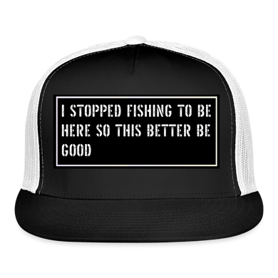 Funny Fishing Trucker Hat - black/white